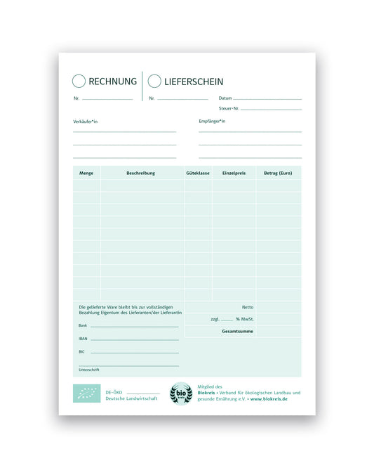 Rechnungs- und Lieferscheinblöcke mit Durchschreibesatz