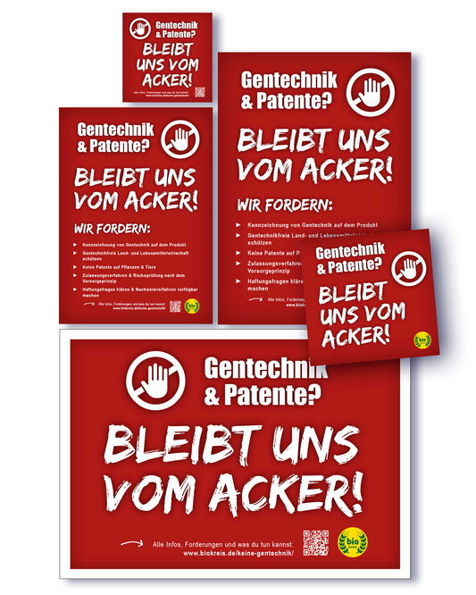 Biokreis-Aktionspaket „Gentechnik & Patente – bleibt uns vom Acker!“